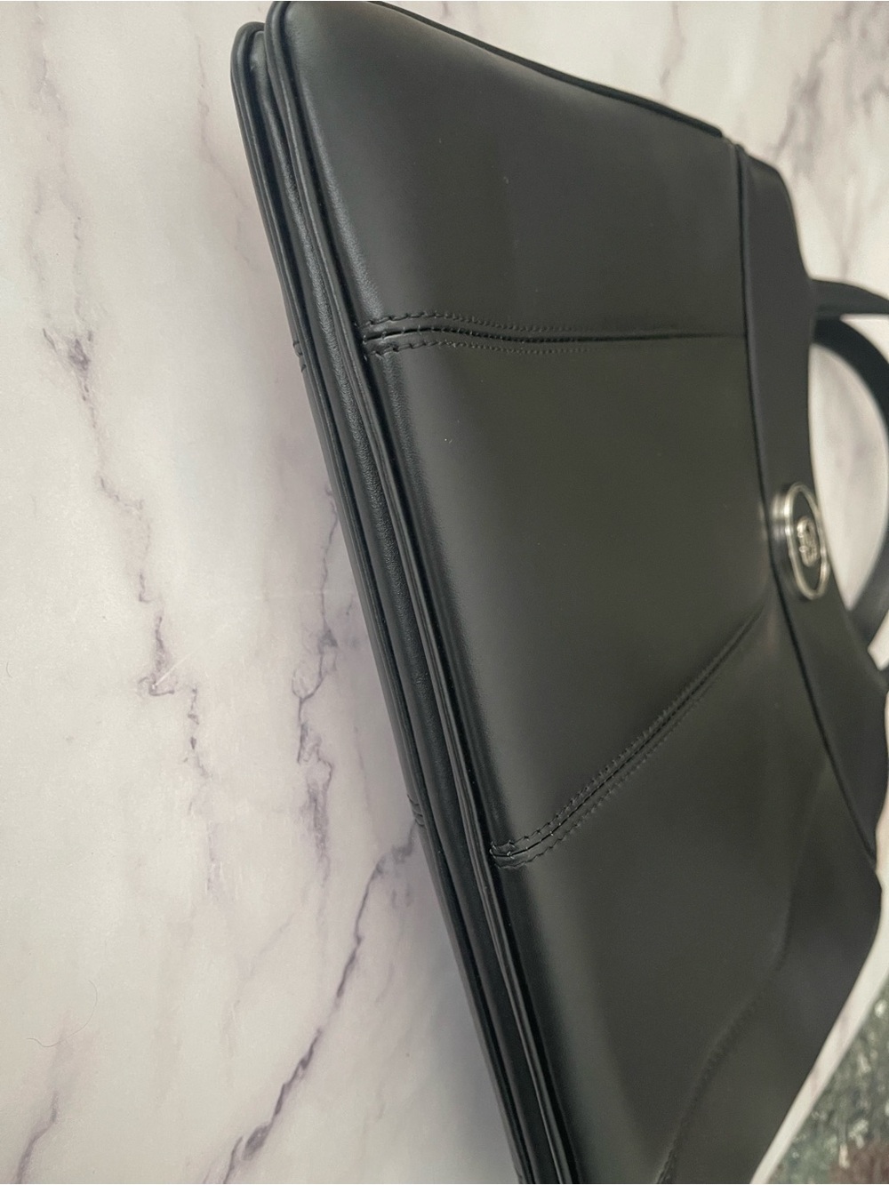 $3,895 NEW Gucci Black Leather GG Top-Handle Shoulder Bag Chain strap silver GG - Picture 15 of 17